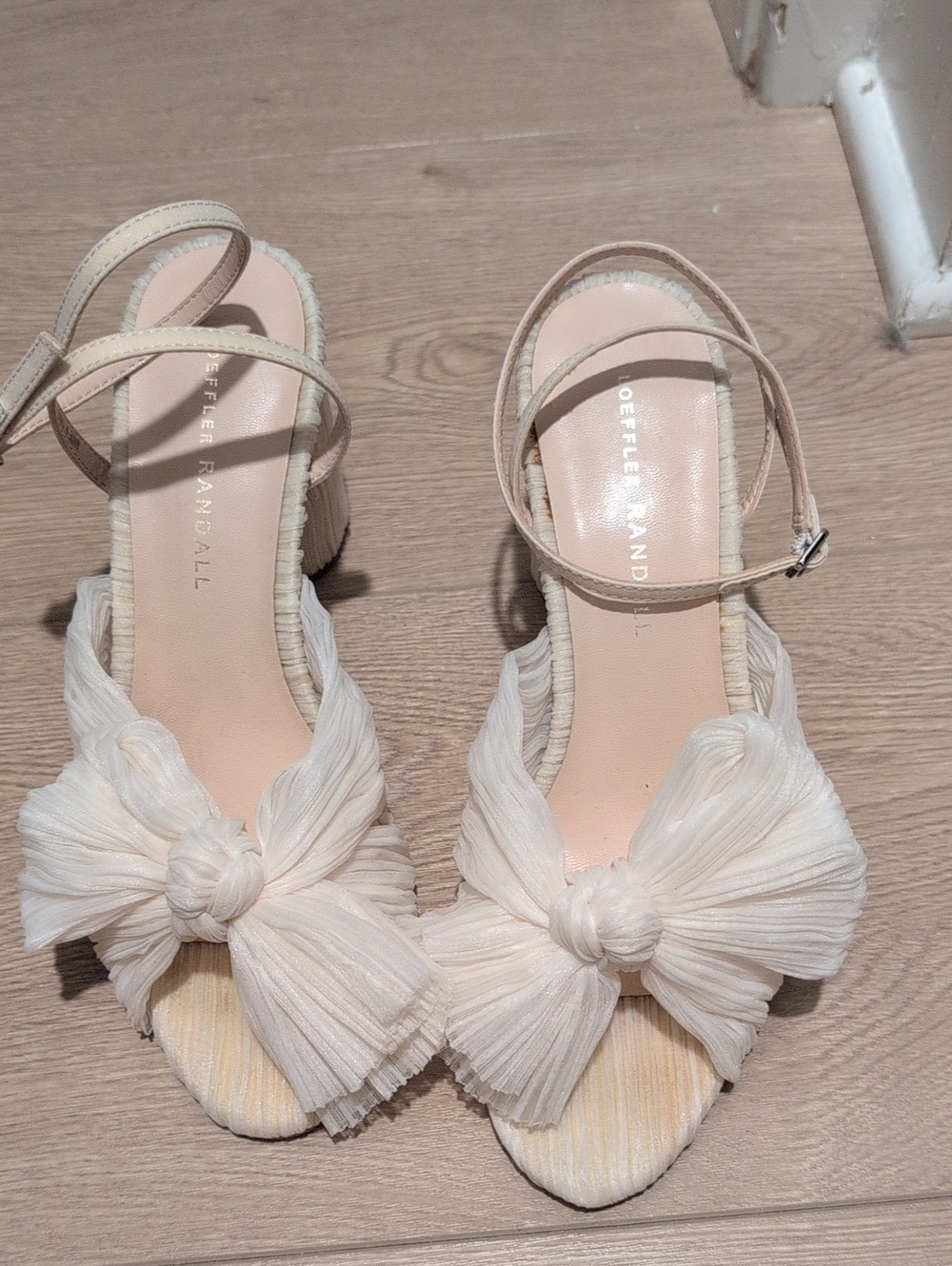 Loeffler Randall Cream Knot Bow Slingback Heels
